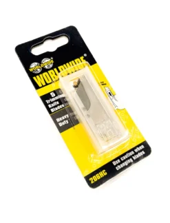 trimming knife blades in a safety dispenser